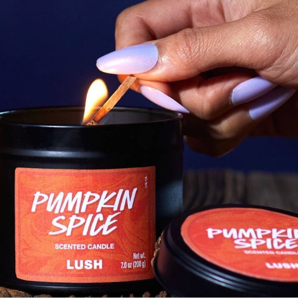 Lush Pumpkin Spice Candle - Black Jar with Orange Label